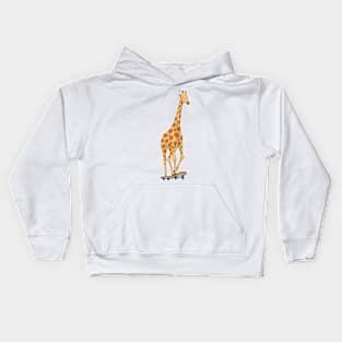 Giraffe Skater Skateboard Kids Hoodie